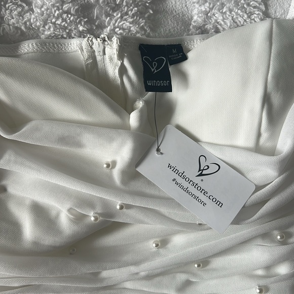 BNWT  Mesh Faux Pearl Bodycon Party Dress - size M - Picture 5 of 7